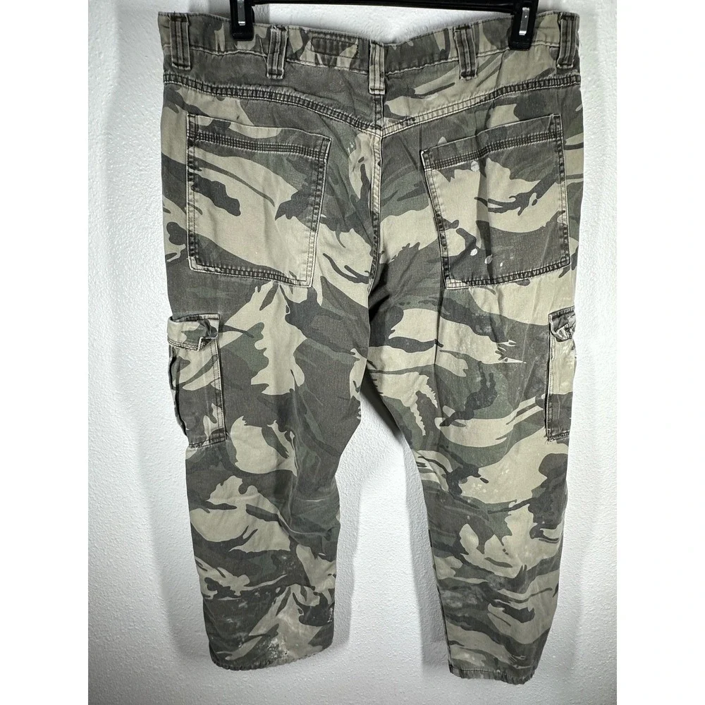 Wrangler Cargo Pants Mens 40x30 Green Camo 70WFE4M Relaxed Fit Fleece Lined
